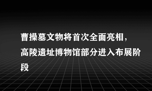 曹操墓文物将首次全面亮相，高陵遗址博物馆部分进入布展阶段