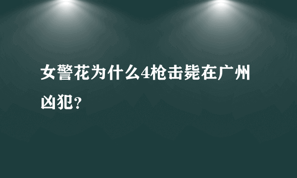 女警花为什么4枪击毙在广州凶犯？