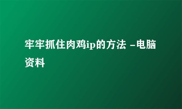 牢牢抓住肉鸡ip的方法 -电脑资料