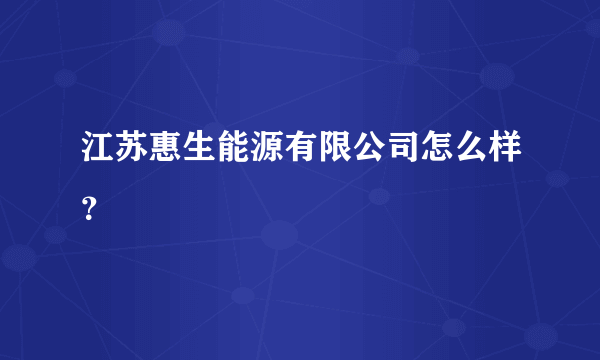 江苏惠生能源有限公司怎么样？