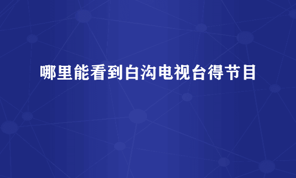 哪里能看到白沟电视台得节目