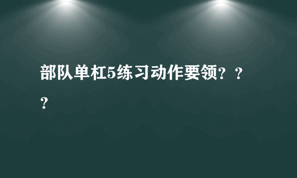 部队单杠5练习动作要领？？？