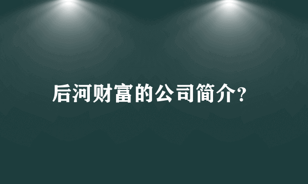 后河财富的公司简介？