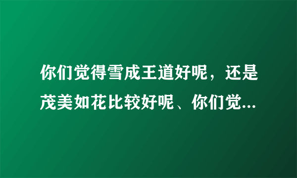 你们觉得雪成王道好呢，还是茂美如花比较好呢、你们觉得TORO他这个人怎么样