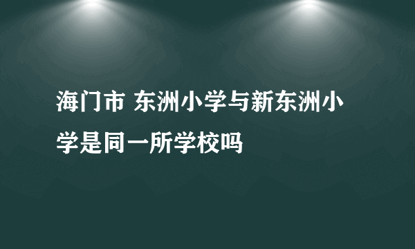 海门市 东洲小学与新东洲小学是同一所学校吗