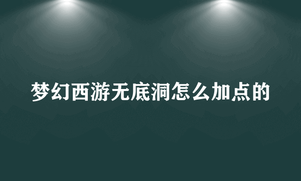 梦幻西游无底洞怎么加点的