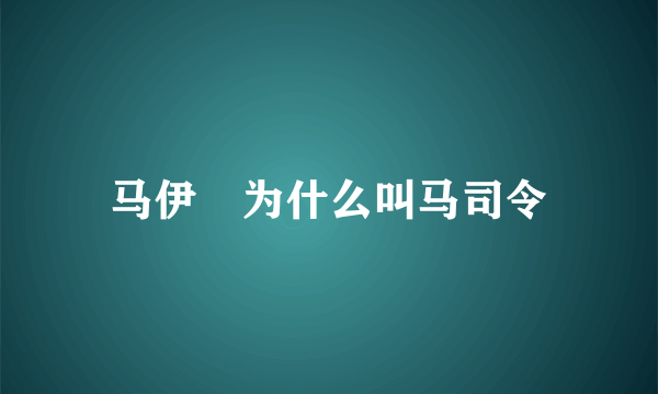 马伊琍为什么叫马司令