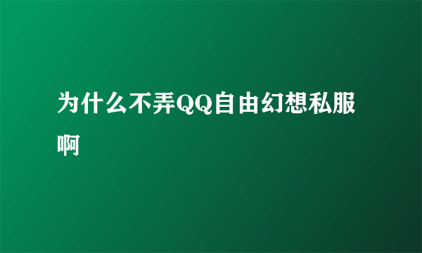 为什么不弄QQ自由幻想私服啊