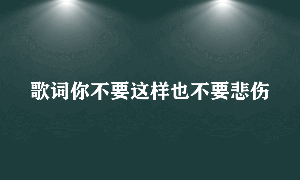 歌词你不要这样也不要悲伤