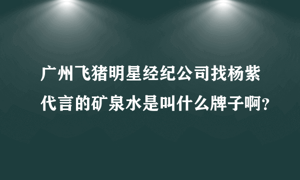 广州飞猪明星经纪公司找杨紫代言的矿泉水是叫什么牌子啊？