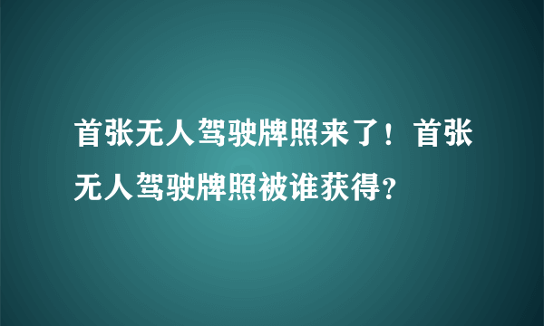 首张无人驾驶牌照来了！首张无人驾驶牌照被谁获得？