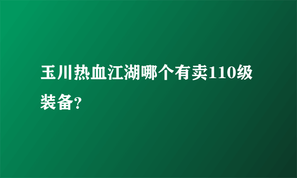 玉川热血江湖哪个有卖110级装备？