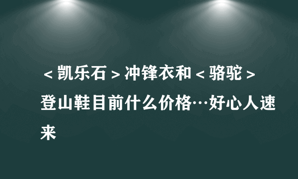 ＜凯乐石＞冲锋衣和＜骆驼＞登山鞋目前什么价格…好心人速来