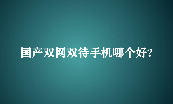 国产双网双待手机哪个好?