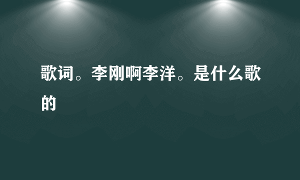 歌词。李刚啊李洋。是什么歌的