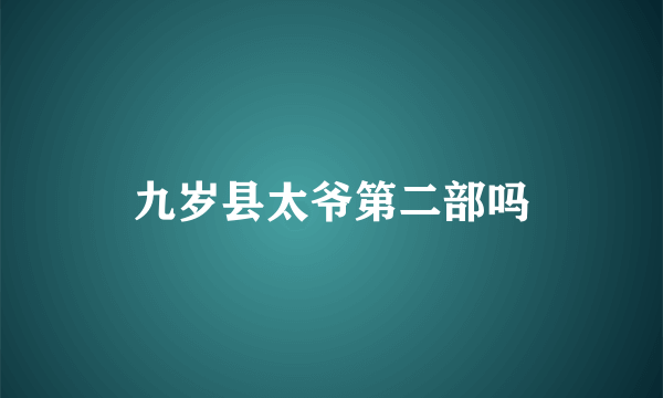 九岁县太爷第二部吗