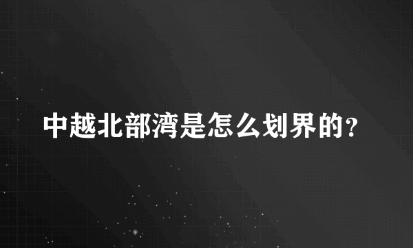 中越北部湾是怎么划界的？