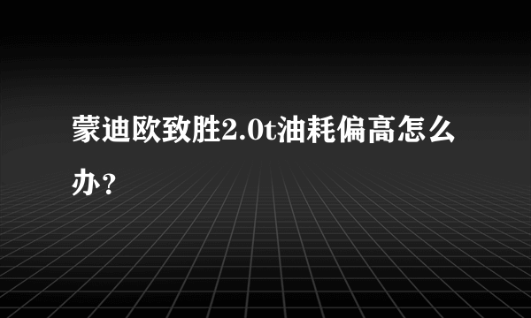 蒙迪欧致胜2.0t油耗偏高怎么办？