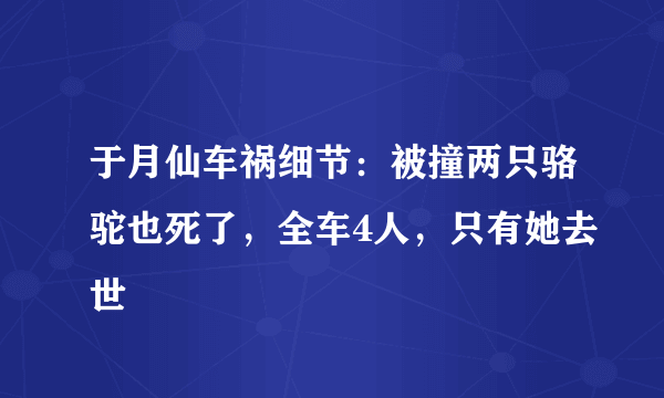 于月仙车祸细节：被撞两只骆驼也死了，全车4人，只有她去世