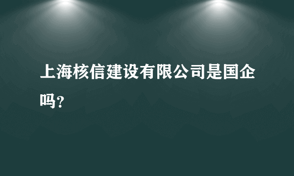 上海核信建设有限公司是国企吗？