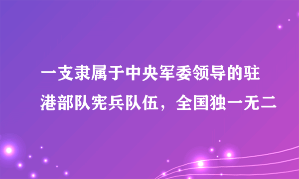 一支隶属于中央军委领导的驻港部队宪兵队伍，全国独一无二