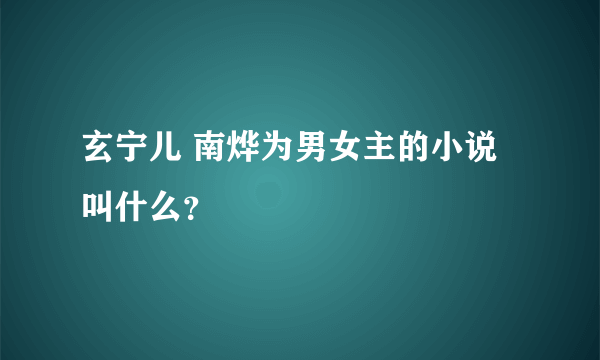 玄宁儿 南烨为男女主的小说叫什么？