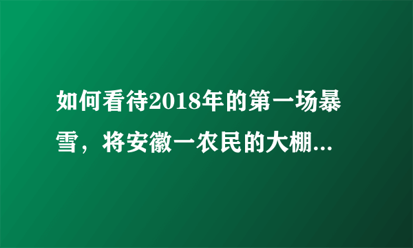 如何看待2018年的第一场暴雪，将安徽一农民的大棚压垮，损失200多万元？