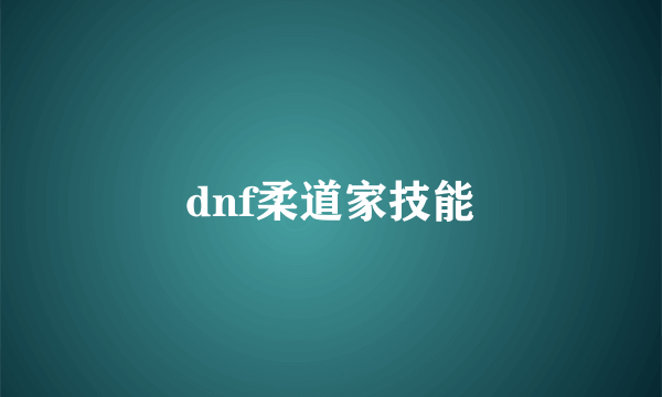 dnf柔道家技能