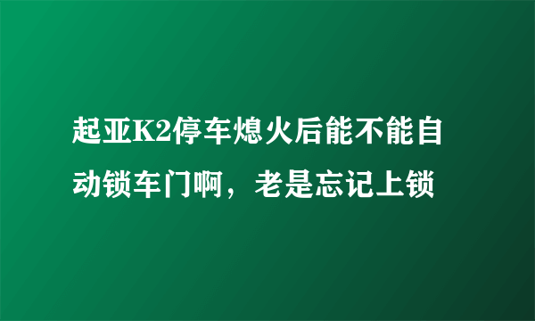 起亚K2停车熄火后能不能自动锁车门啊，老是忘记上锁