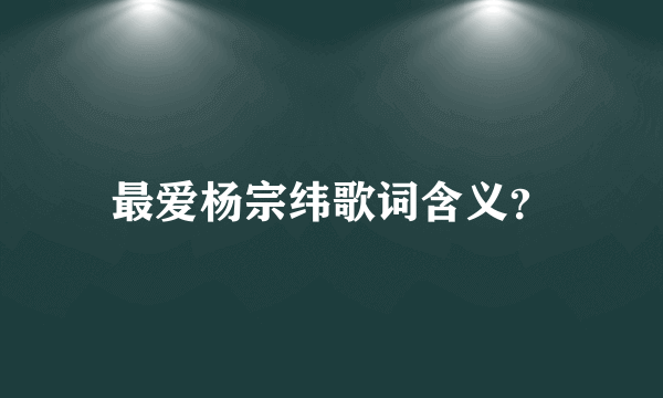 最爱杨宗纬歌词含义？