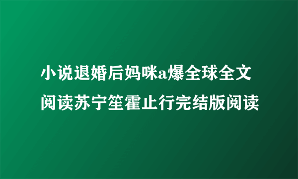 小说退婚后妈咪a爆全球全文阅读苏宁笙霍止行完结版阅读