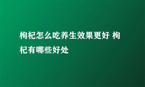 枸杞怎么吃养生效果更好 枸杞有哪些好处