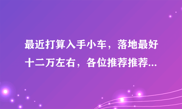 最近打算入手小车，落地最好十二万左右，各位推荐推荐哪款合适？