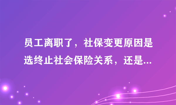 员工离职了，社保变更原因是选终止社会保险关系，还是中断缴费呢？