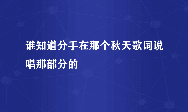 谁知道分手在那个秋天歌词说唱那部分的