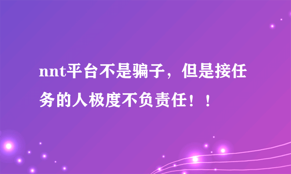 nnt平台不是骗子，但是接任务的人极度不负责任！！