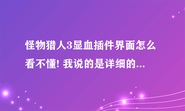 怪物猎人3显血插件界面怎么看不懂! 我说的是详细的那种界面看不懂！比如100/-1 这些什么意思呢？