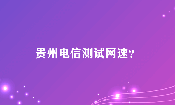 贵州电信测试网速？