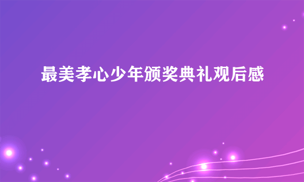 最美孝心少年颁奖典礼观后感