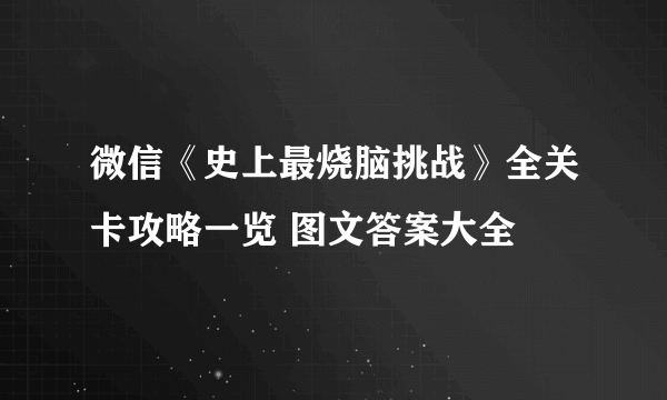 微信《史上最烧脑挑战》全关卡攻略一览 图文答案大全