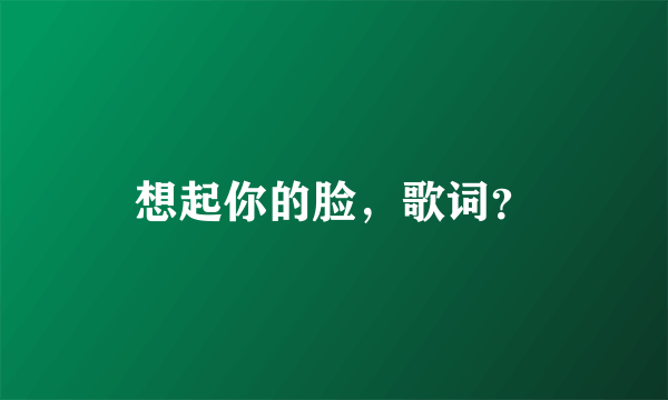 想起你的脸，歌词？