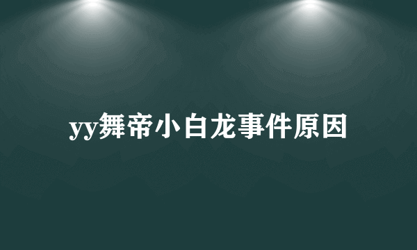 yy舞帝小白龙事件原因