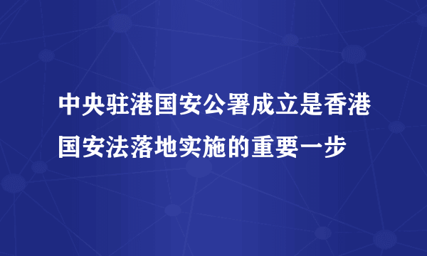 中央驻港国安公署成立是香港国安法落地实施的重要一步