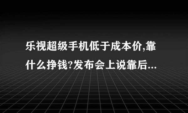 乐视超级手机低于成本价,靠什么挣钱?发布会上说靠后期服务挣钱，这后期服务指的是什么？