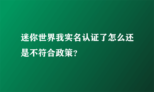 迷你世界我实名认证了怎么还是不符合政策？