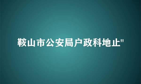 鞍山市公安局户政科地止