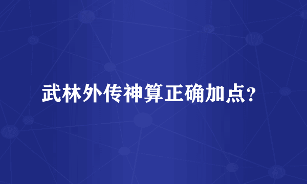 武林外传神算正确加点？