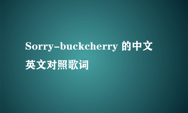 Sorry-buckcherry 的中文 英文对照歌词