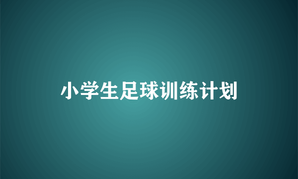 小学生足球训练计划