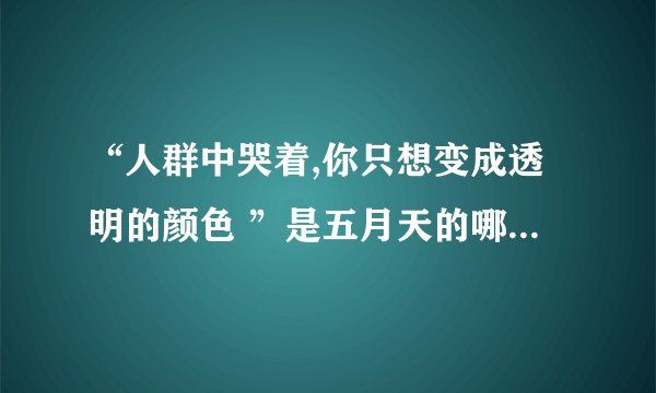 “人群中哭着,你只想变成透明的颜色 ”是五月天的哪首歌的歌词